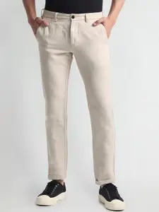 Arrow Sport Men Slim Fit Mid-Rise Cotton Linen Trouser