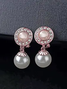Peora Rose Gold-Plated Contemporary Pearls Drop Earrings