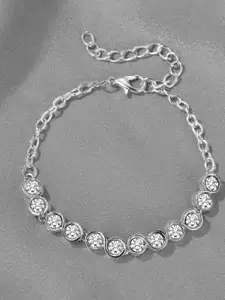 Peora Silver Plated American Diamond Studded Wraparound Bracelet