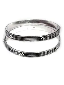 Shyle Set Of 2 Sterling Silver  Bangles