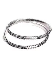 Shyle Set of 2 925 Sterling Silver Textured Bangle