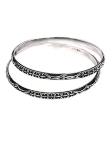 Shyle 92.5 Sterling Silver Set Of 2 Oxidised Bangles