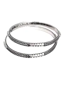 Shyle Set of 2 925 Sterling Silver Textured Bangle