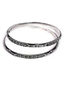 Shyle Set Of 2 92.5 Sterling Silver Oxidised Bangles