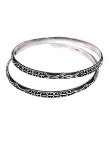 Shyle Set of 2 92.5 Sterling Silver Oxidised Bangles