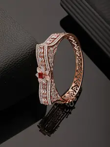 Saraf RS Jewellery Rose Gold-Plated American Diamond Studded Bangle-Style Bracelet
