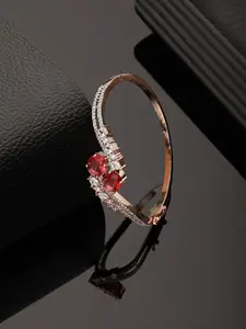 Saraf RS Jewellery Rose Gold-Plated American Diamond Studded Bangle-Style Bracelet