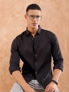 The Indian Garage Co Slim Fit Self Design Pure Cotton Casual Shirt
