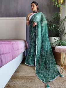K 5 Fashion Bandhani Sequinned Poly Georgette Saree