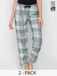 NOIRA Pack Of 2 Printed Mid-Rise Lounge Pants
