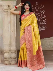 nirja Fab Ethnic Motifs Zari Silk Blend Banarasi Saree