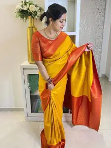 KALINI Woven Design Zari Silk Blend Banarasi Saree
