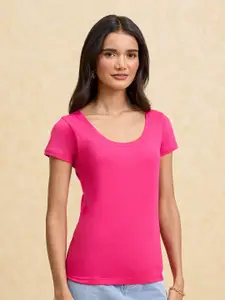 20Dresses Pink ss24 Round Neck Short Sleeves Slim Fit T-shirt