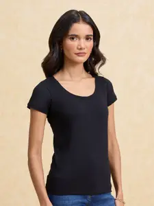 20Dresses Black ss24 Round Neck Short Sleeves Slim Fit T-shirt