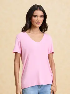 20Dresses Pink ss24 V-Neck Short Sleeves Regular T-shirt