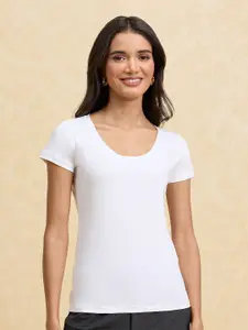 20Dresses White ss24 Round Neck Short Sleeves Slim Fit T-shirt