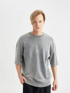 DeFacto Round Neck Drop Shoulder Sleeves Pure Cotton T-shirt