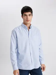 DeFacto Vertical Striped Button Down Collar Pure Cotton Casual Shirt