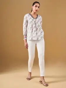 Global Desi Ethnic Motifs Printed Cotton Top