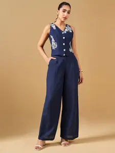 Global Desi Embroidered Top with Trousers