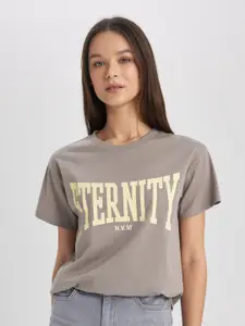 DeFacto Typography Printed Pure Cotton T-shirt