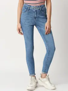 Kraus Jeans Women Skinny Fit High-Rise Low Distress Jeans