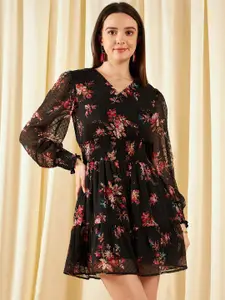RARE Floral Printed Bell Sleeves Fit & Flare Dress