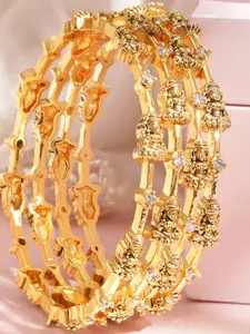 Rubans Set Of 4 22KT Gold-Plated CZ-Studded Bangles