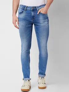 SPYKAR Men Skinny Fit Low-Rise Heavy Fade Clean Look Cotton Jeans