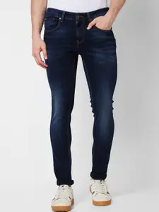 SPYKAR Men Slim Fit Low-Rise Heavy Fade Clean Look Stretchable Jeans