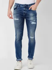 SPYKAR Men Skinny Fit Low-Rise Mildly Distressed Heavy Fade Stretchable Jeans