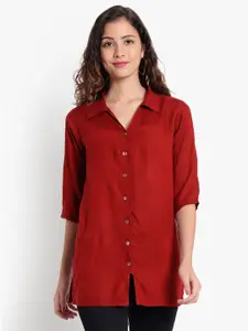 Indietoga Classic Spread Collar Longline Casual Shirt