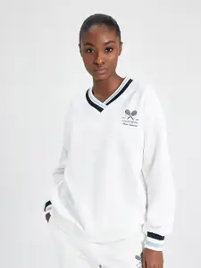 DeFacto V-Neck Pullover Sweatshirt
