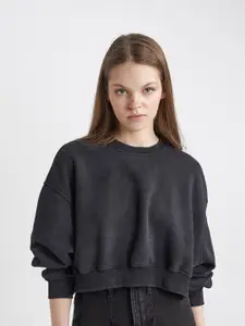 DeFacto Round Neck Crop Sweatshirt