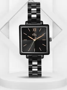 DressBerry Women Black Stainless Steel Bracelet Style Straps Analogue Watch DB-024-Black