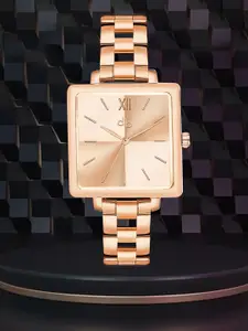 DressBerry Women Rose Brass Dial & Stainless Steel Straps Analogue Watch DB-024-Rose