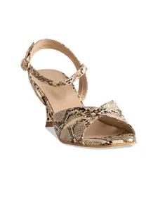 ERIDANI Printed Open Toe Kitten Heels