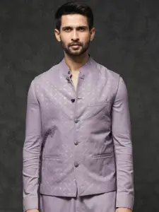 RARE RABBIT Men Medo-B1 Slim Fit Woven Design Nehru Jacket