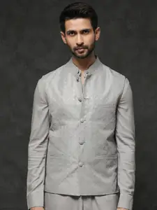 RARE RABBIT Men Medo-B1 Slim Fit Woven Design Nehru Jacket
