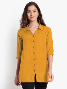 Indietoga Spread Collar Classic Longline Casual Shirt