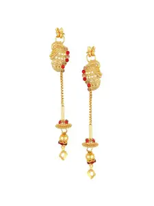 Vighnaharta Gold-Plated Stones Studded Contemporary Drop Earrings