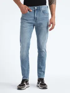 Flying Machine Men Slim Tapered Fit Clean Look Heavy Fade Whiskers Stretchable Jeans