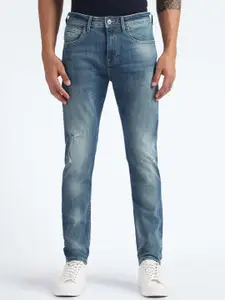 Flying Machine Men Tapered Fit Mildly Distressed Heavy Fade Whiskers Stretchable Jeans