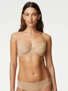 Marks & Spencer Floral Lace Full Coverage Underwired Balconette Bra With All Day Comfort