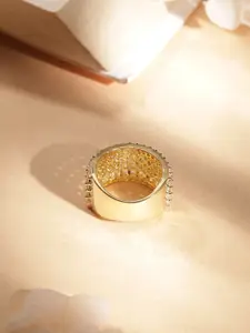Rubans Gold-Plated CZ-Studded Adjustable Ring