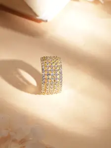 Rubans Gold-Plated Cubic Zirconia-Studded Finger Ring