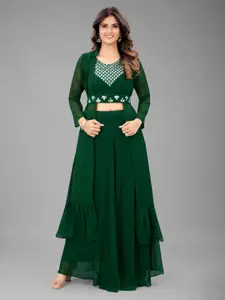 Ashiya Fab ISHA TRADE Embellished Top With Skirt & Shrug Co-Ords