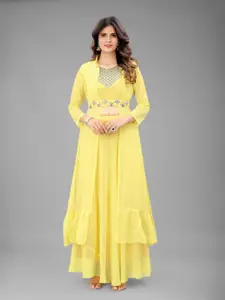 Ashiya Fab ISHA TRADE Embellished Georgette Top With Skirt & Shrug With Belt