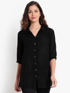 Indietoga Classic Spread Collar Longline Casual Shirt