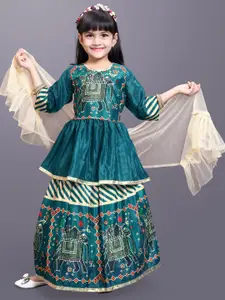 BAESD Girls Printed Ready to Wear Lehenga & Blouse With Dupatta